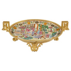 Chinese Export 19th Century Famille Rose Porcelain and French Ormolu Centerpiece