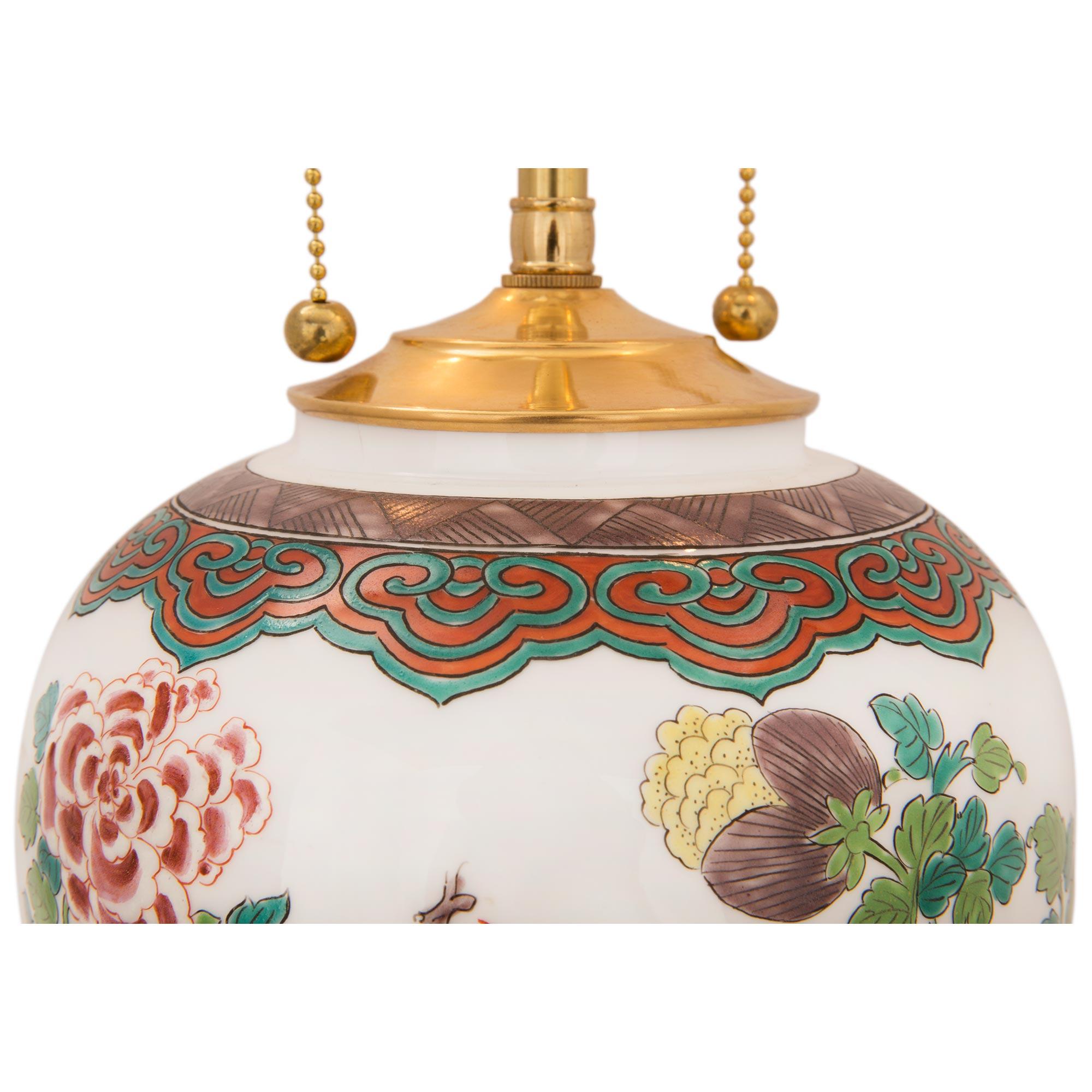 Chinese Export 19th Century Famille Verte Porcelain Lamp In Good Condition In West Palm Beach, FL