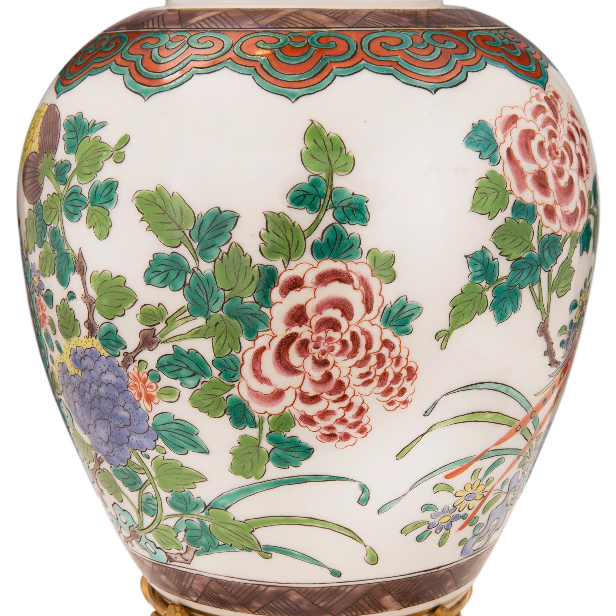 Porcelaine Lampe d'exportation chinoise du 19ème siècle en porcelaine Famille Verte
