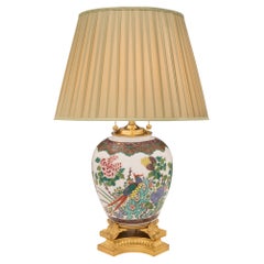 Chinese Export 19th Century Famille Verte Porcelain Lamp