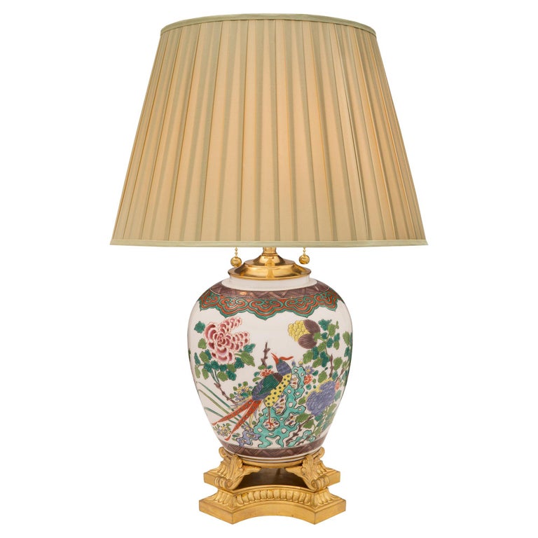 Chinese Export Famille Verte Porcelain Lamp, 19th Century