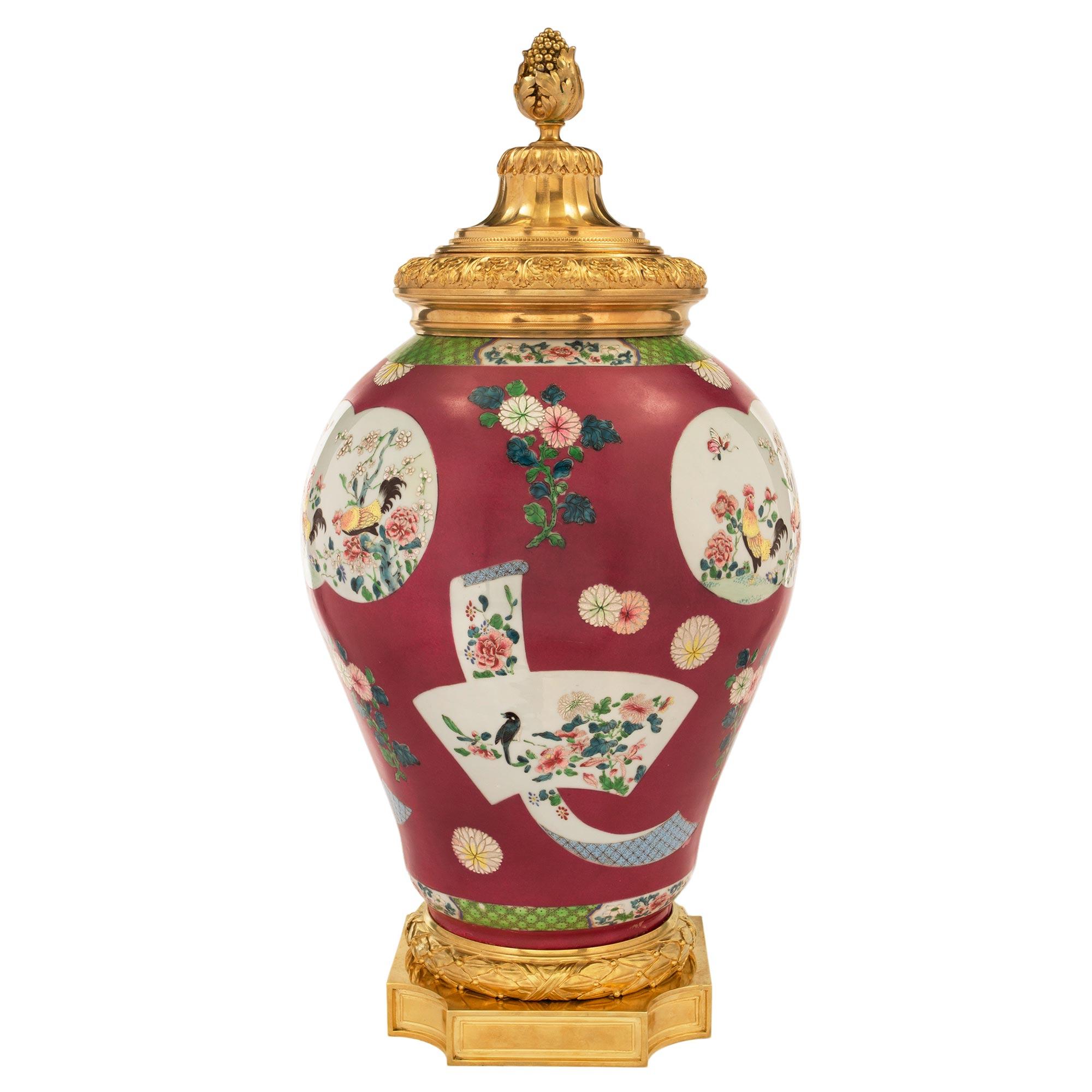 French Chinese Export 19th Century Porcelain Urn For Sale