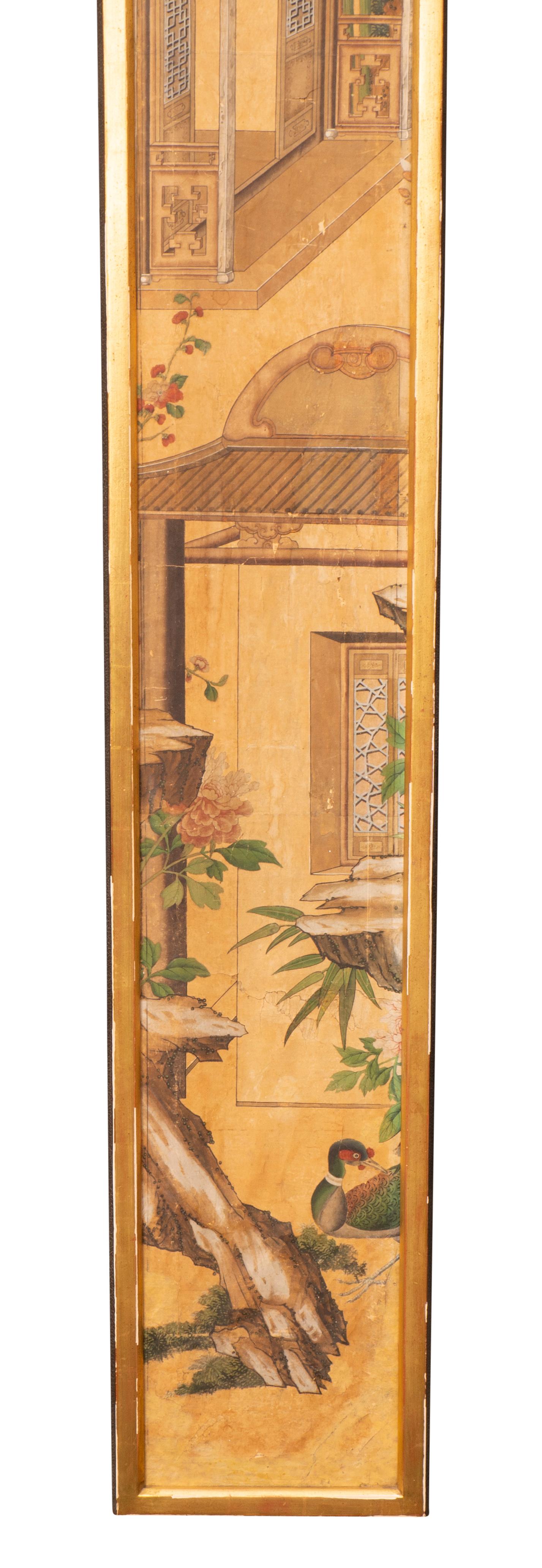 Panneau encadré de papier peint d'exportation chinoise du 8e siècle Bon état - En vente à Essex, MA