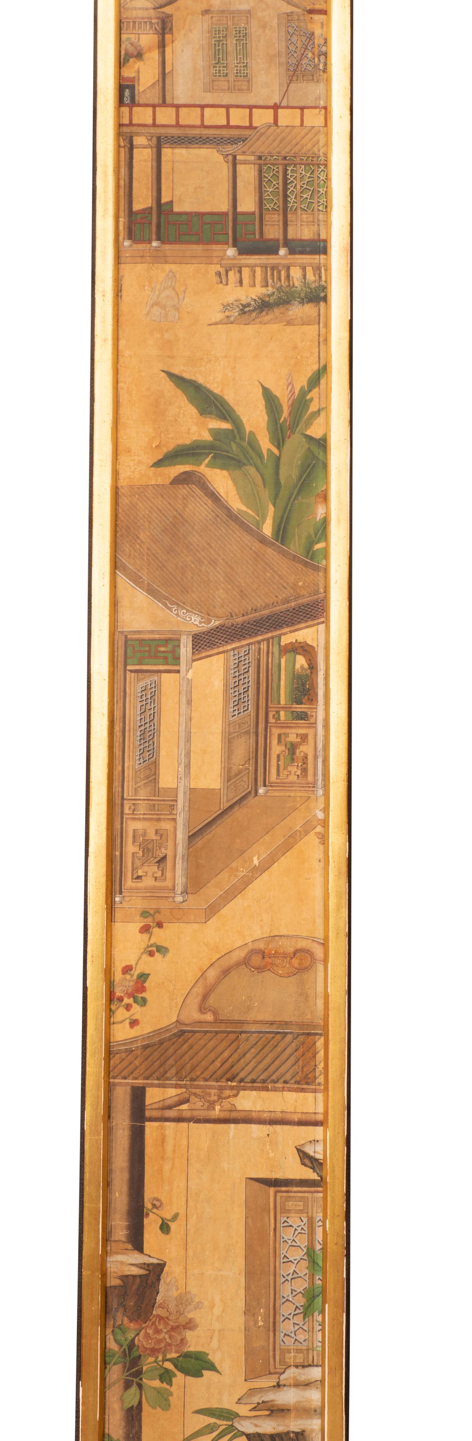 Chinesischer Export !8. Jahrhundert Wandteppich gerahmt (Vergoldetes Holz) im Angebot