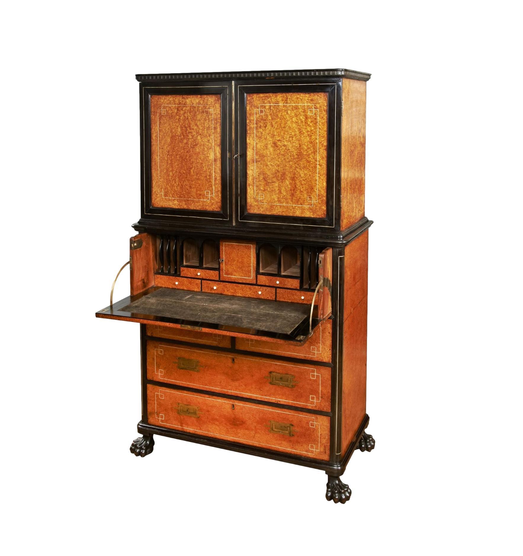 Chinese Export Amboyna Campaign Chest In Good Condition For Sale In London, GB