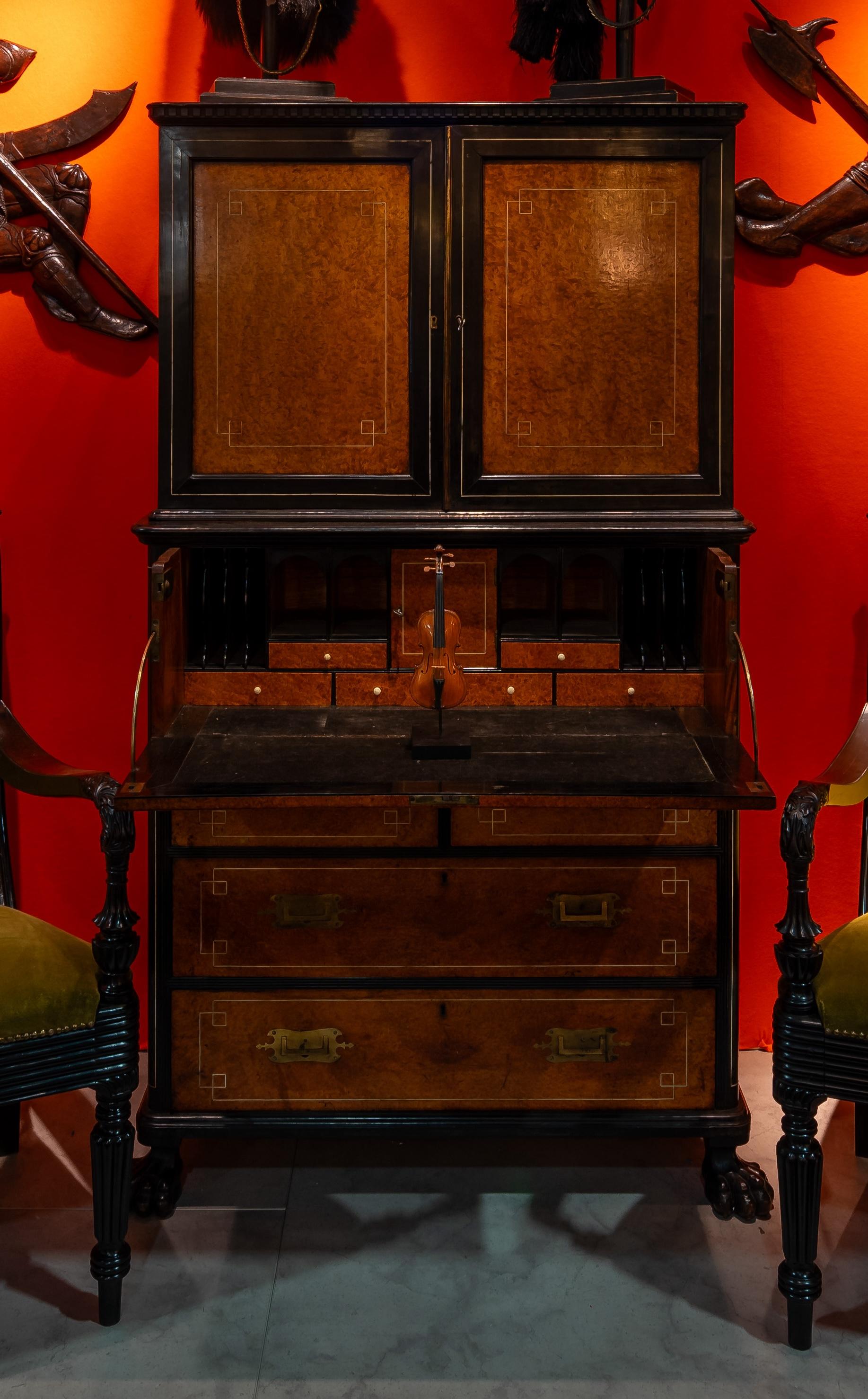 19th Century Chinese Export Amboyna Campaign Chest For Sale