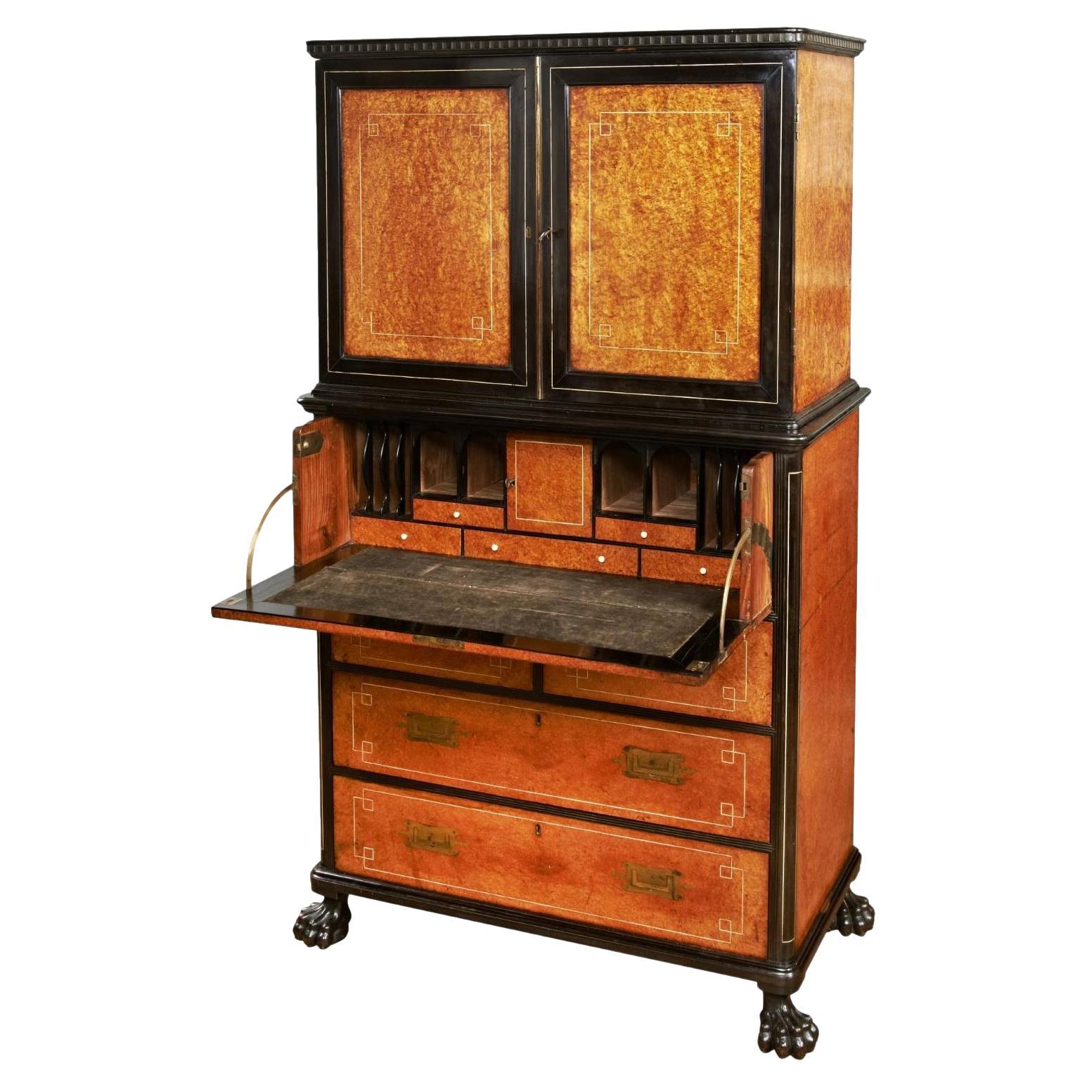 Chinese Export Amboyna Campaign Chest For Sale