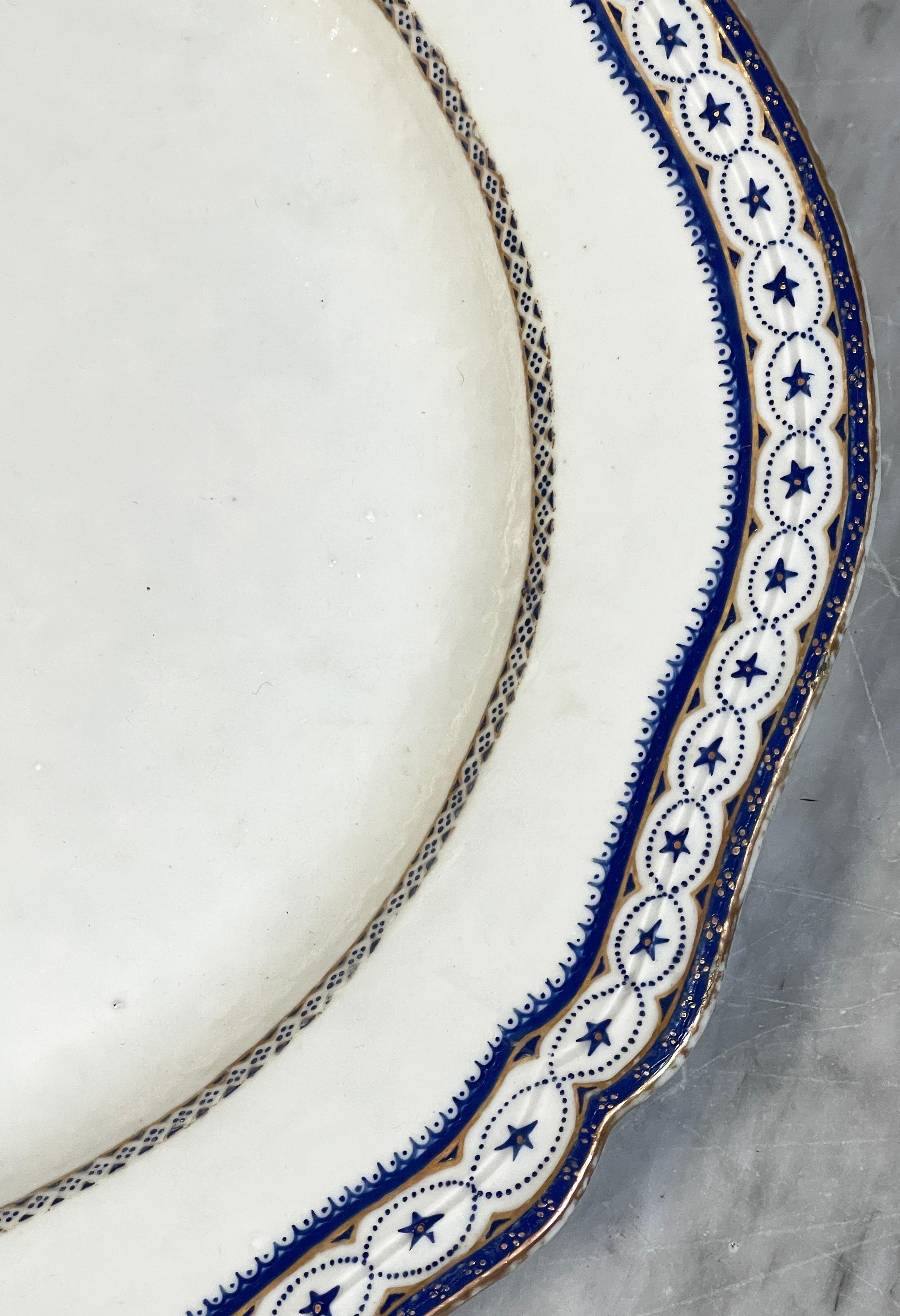 18th Century Chinese Export American Market, Blue & White 'Star' Boarder Armorial Platter For Sale