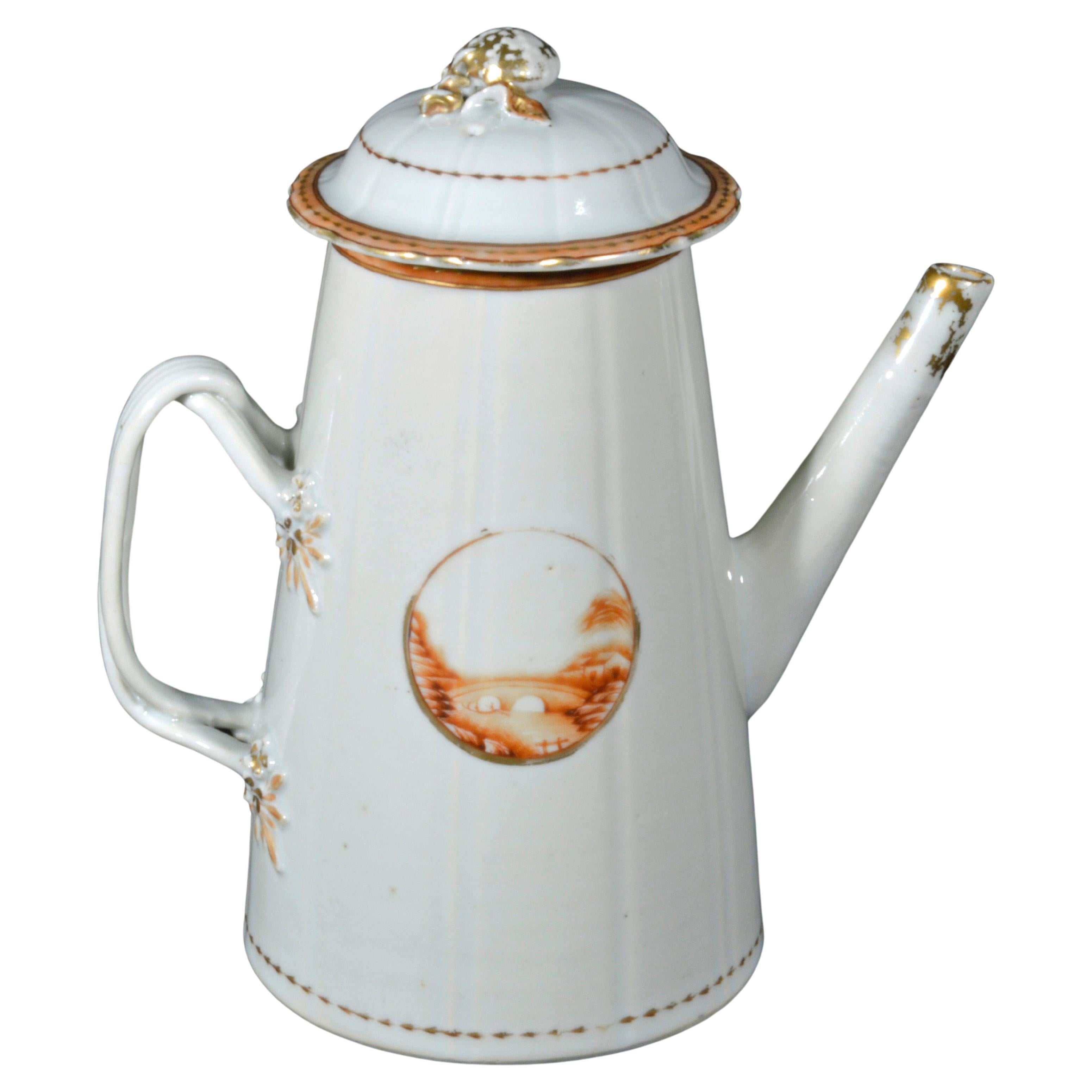 Chinese Export American Market Porcelain Lighthouse Coffee Pot 
Cover