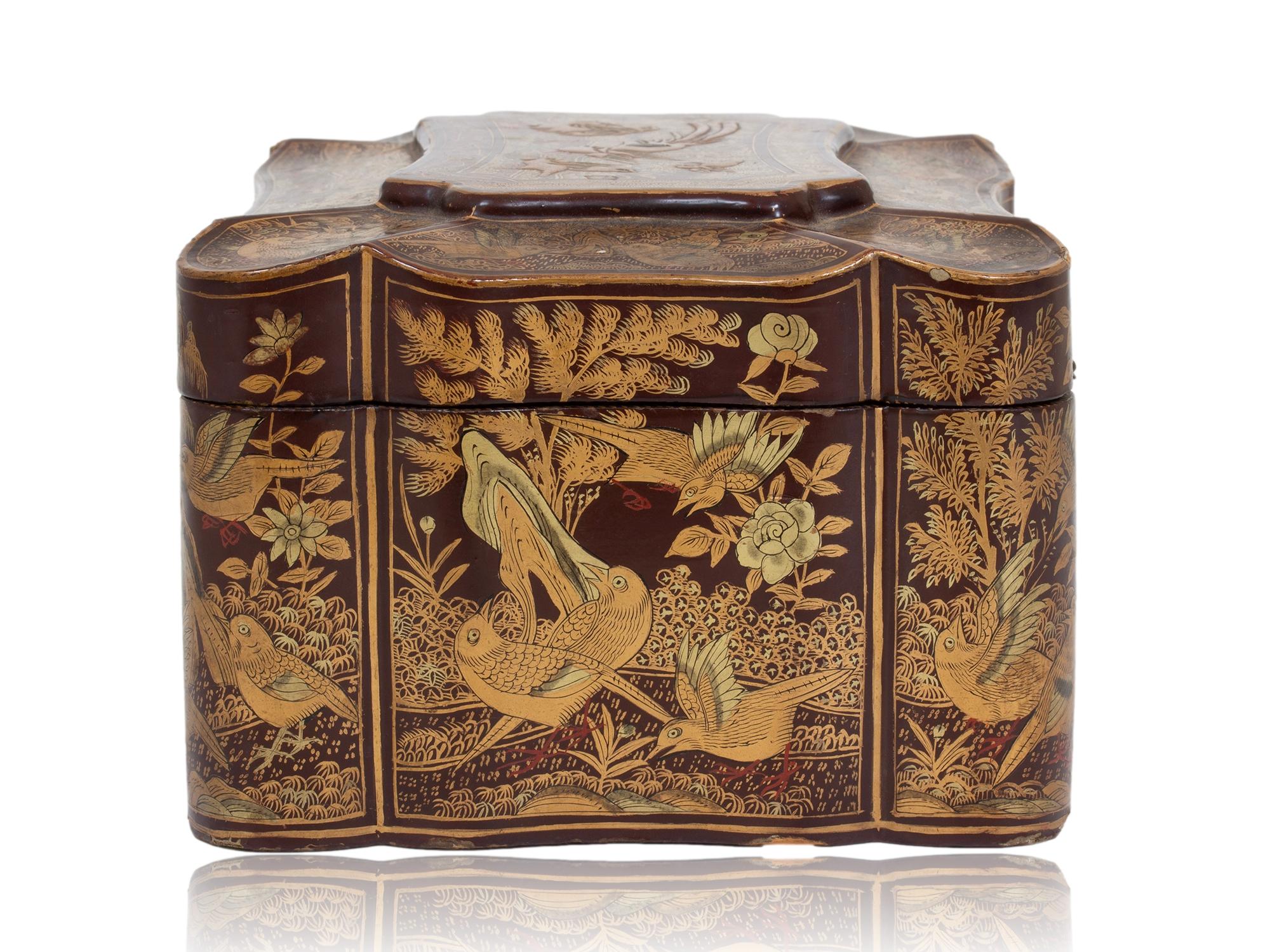 19th Century Chinese Export Antique Lacquer Tea Caddy For Sale
