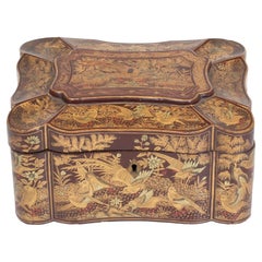 Chinese Export Antique Lacquer Tea Caddy