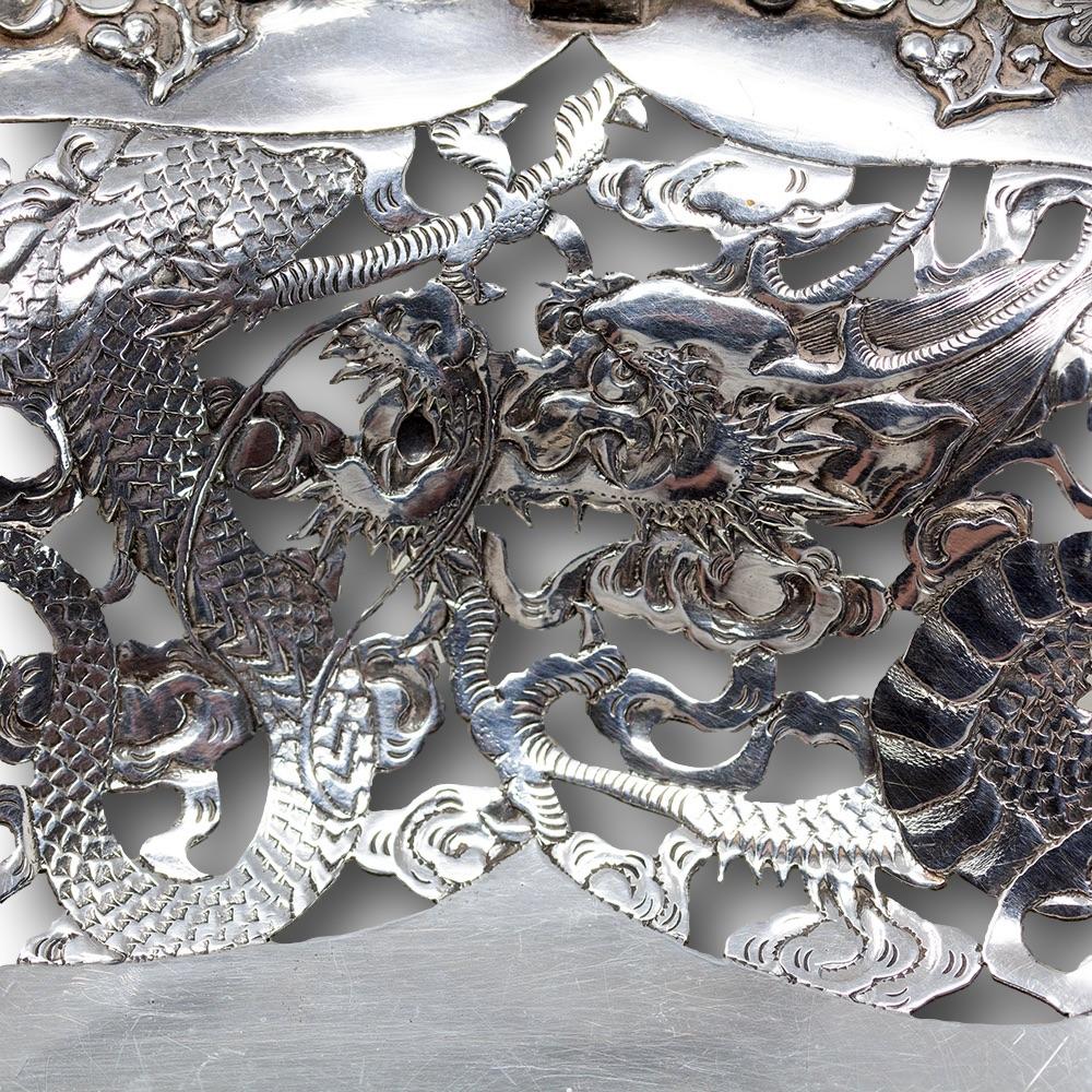 Chinese Export Antique Silver Basket by Wang Hing For Sale 7