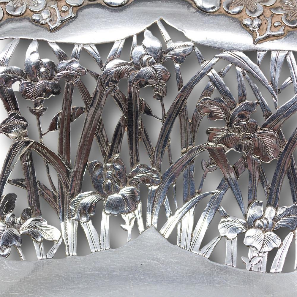 Chinese Export Antique Silver Basket by Wang Hing For Sale 8