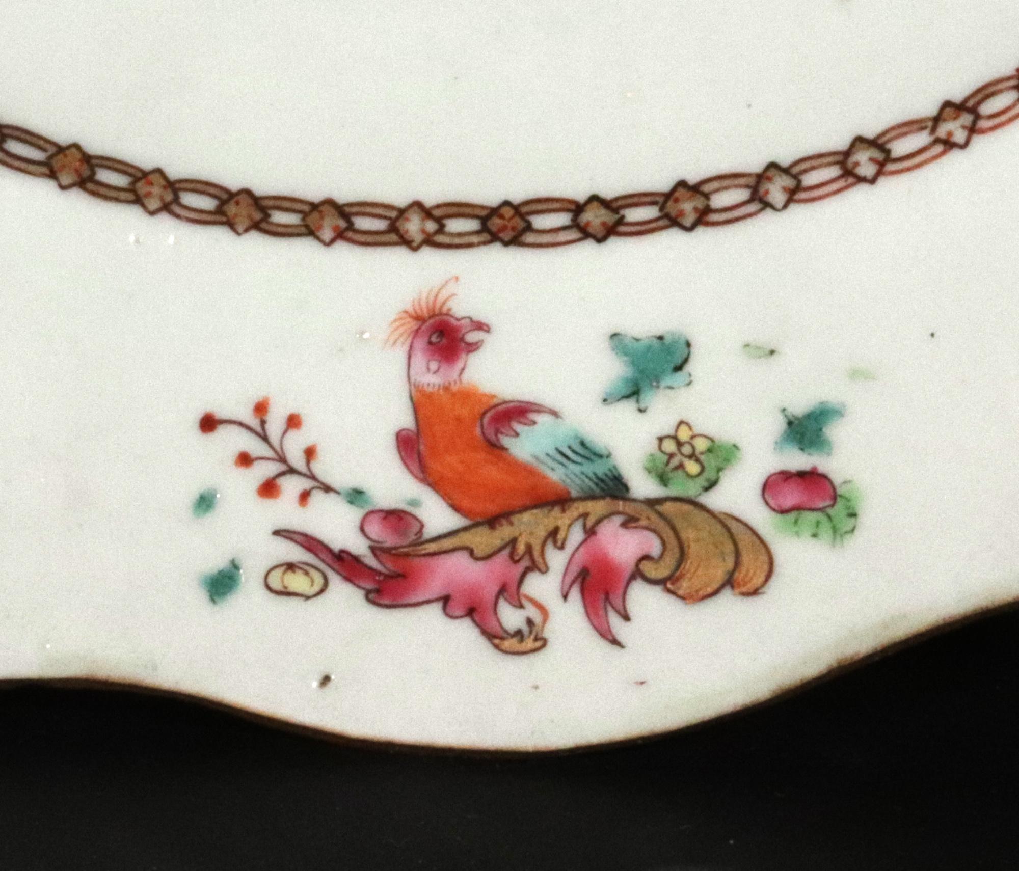 Chinese Export Armorial Famille Rose Plate, Arms of Poley Impaling Coffin For Sale 2