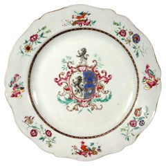 Chinese Export Armorial Famille Rose Plate, Arms of Poley Impaling Coffin