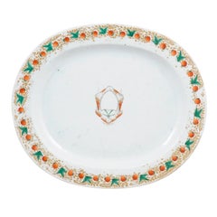 Chinese Export Armorial Porcelain Platter with Strawberry Pattern, 19th Century