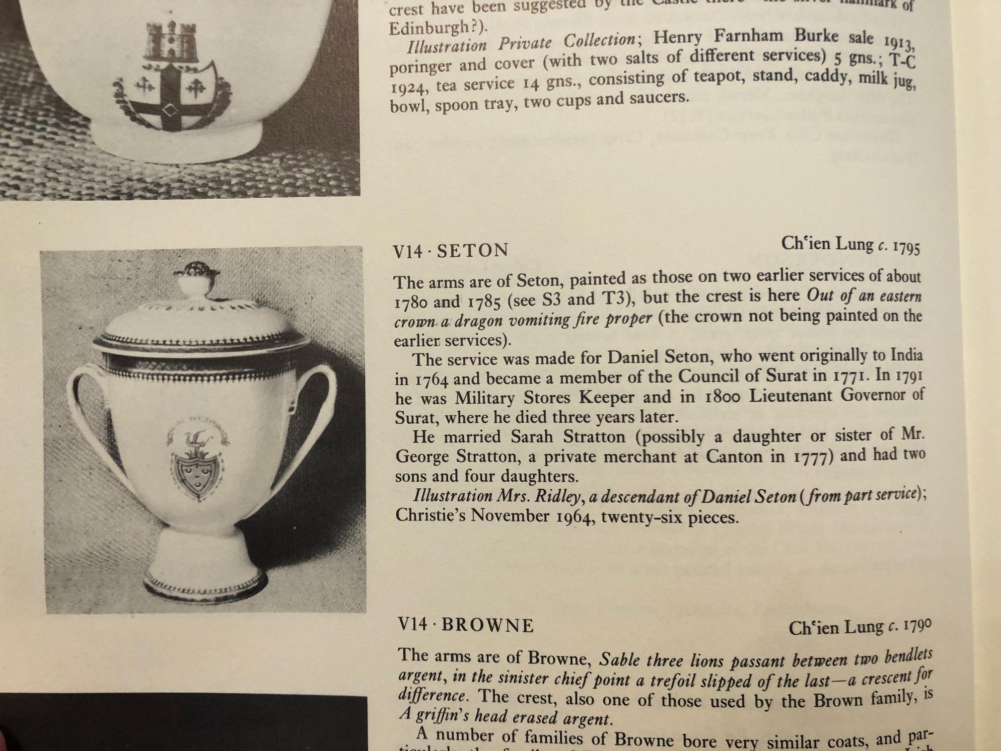 Chinese Export Armorial Punch Bowl / from a Service for Daniel Seton, Surat 1795 8