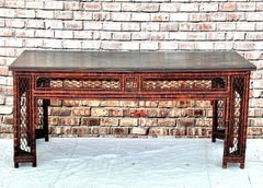 Chinese Export Bamboo Fretwork Library Table