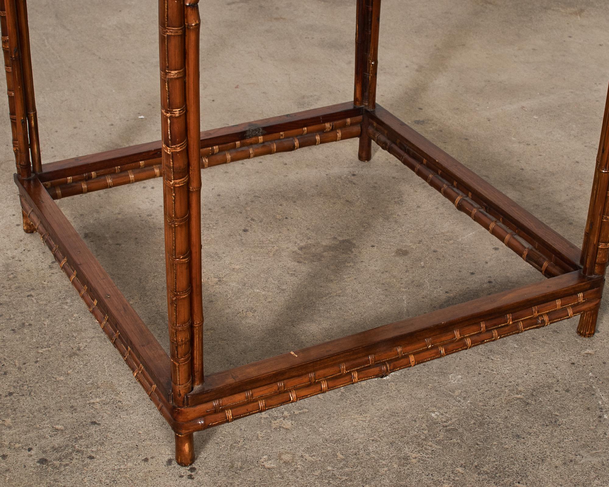 Chinese Export Bamboo Fretwork Square Center Table For Sale 7