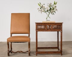 Chinese Export Bamboo Fretwork Square Center Table