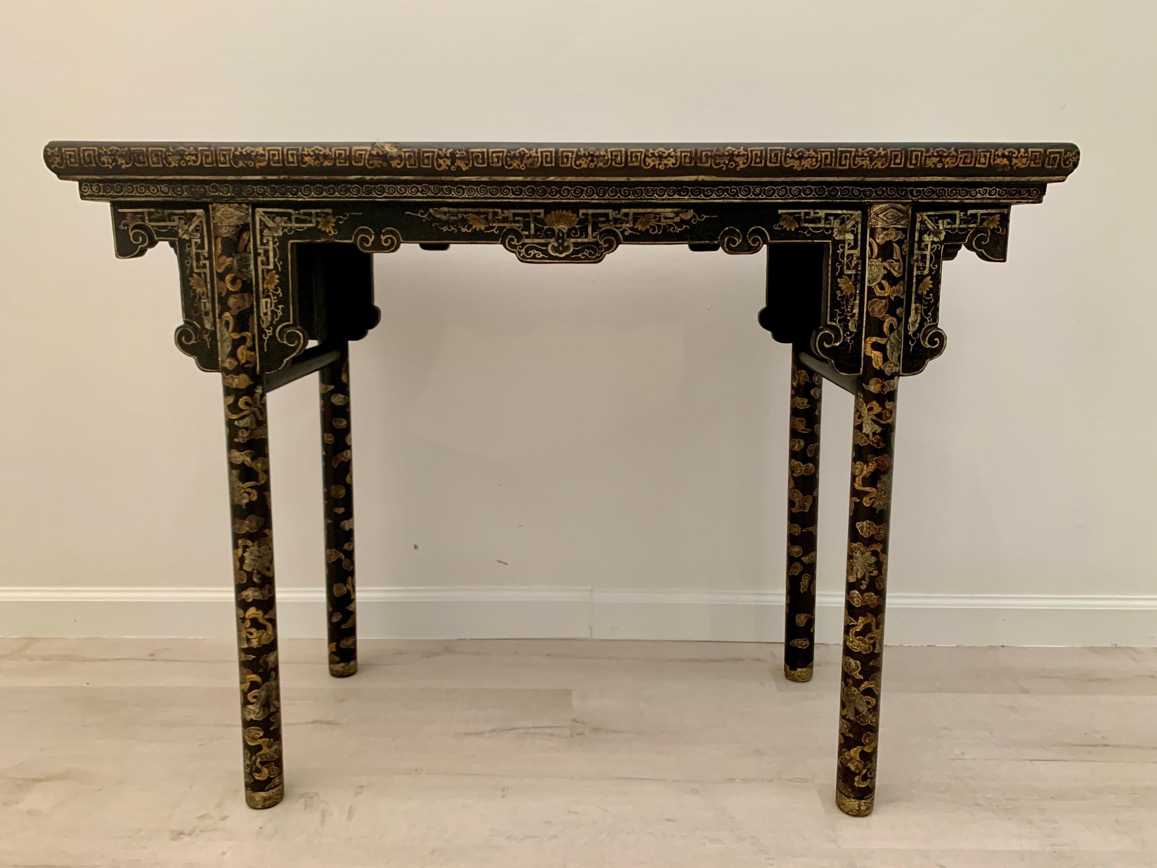 Chinese Export Black Lacquer and Gilt Console, Early 20th Century, China 9