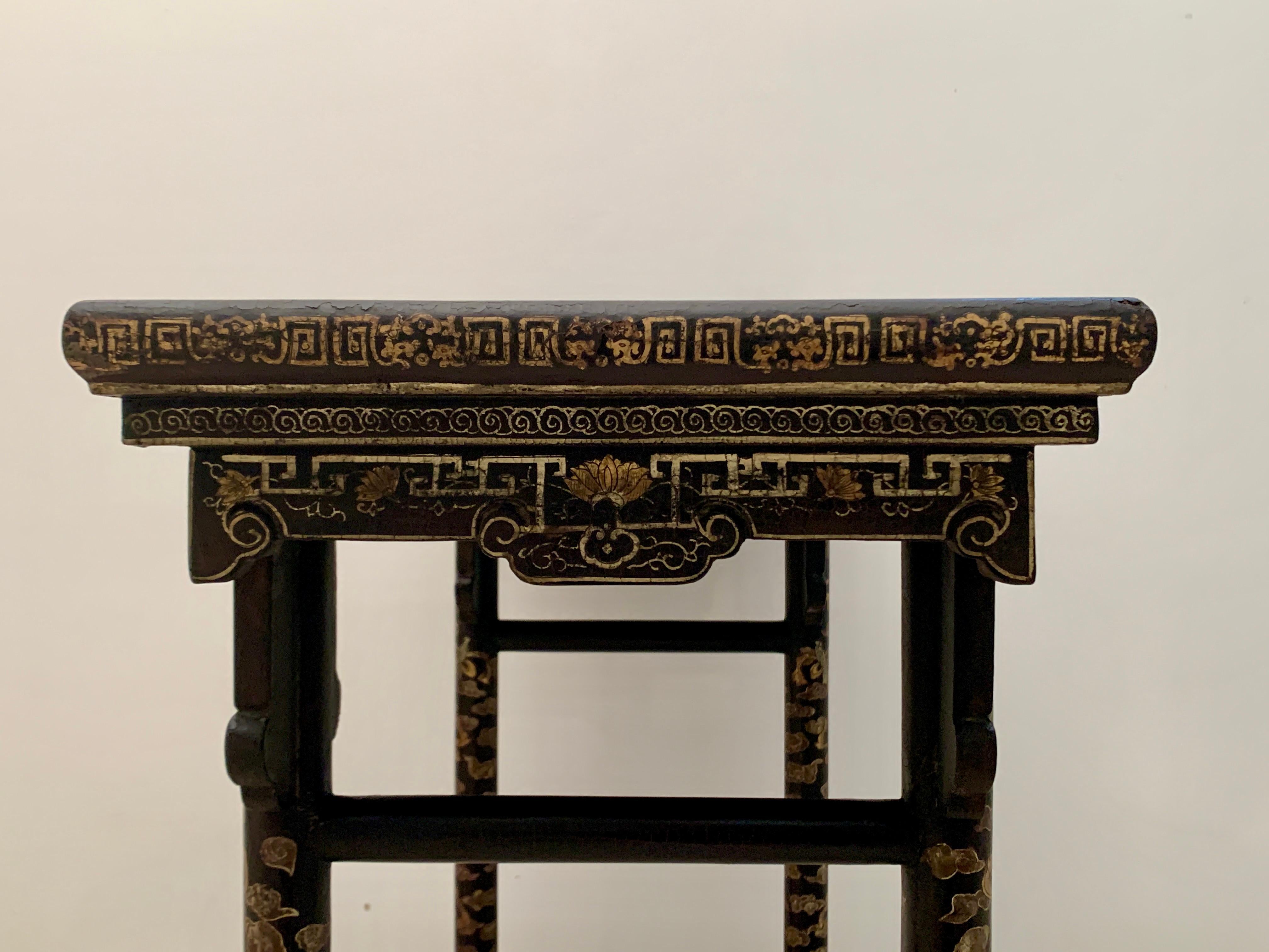 Chinese Export Black Lacquer and Gilt Console, Early 20th Century, China 11