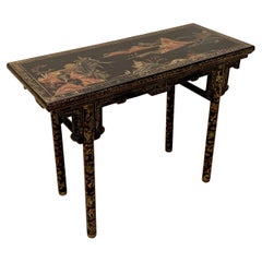 Antique Chinese Export Black Lacquer and Gilt Console, Early 20th Century, China