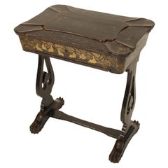 Chinese Export Black Lacquer and Gilt Decorated Sewing Table