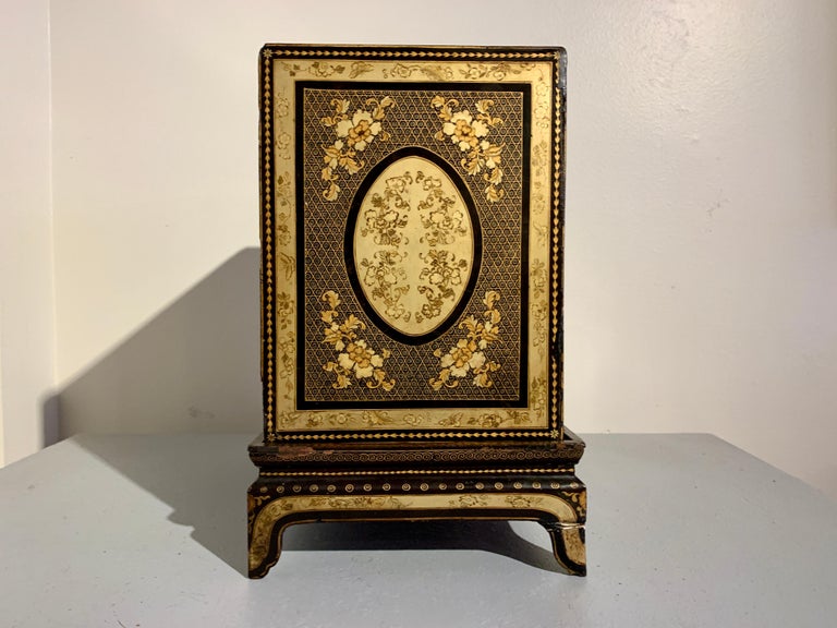 Chinese Export Black Lacquer and Gilt Painted Small Cabinet, Mid 19th  Century at 1stDibs