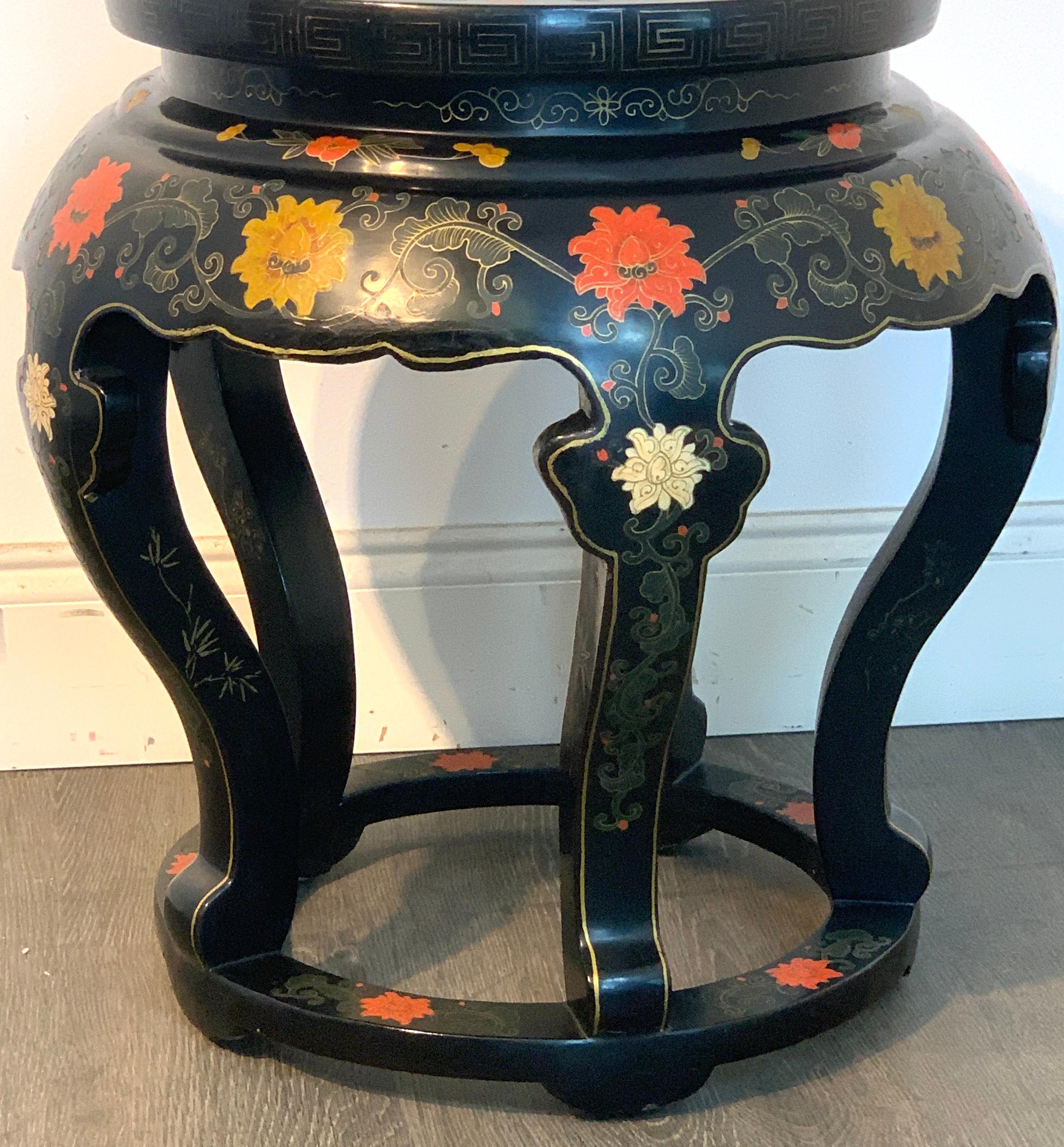 Chinese Export Black Lacquer and Cloisonné Koi Motif Table In Good Condition In West Palm Beach, FL