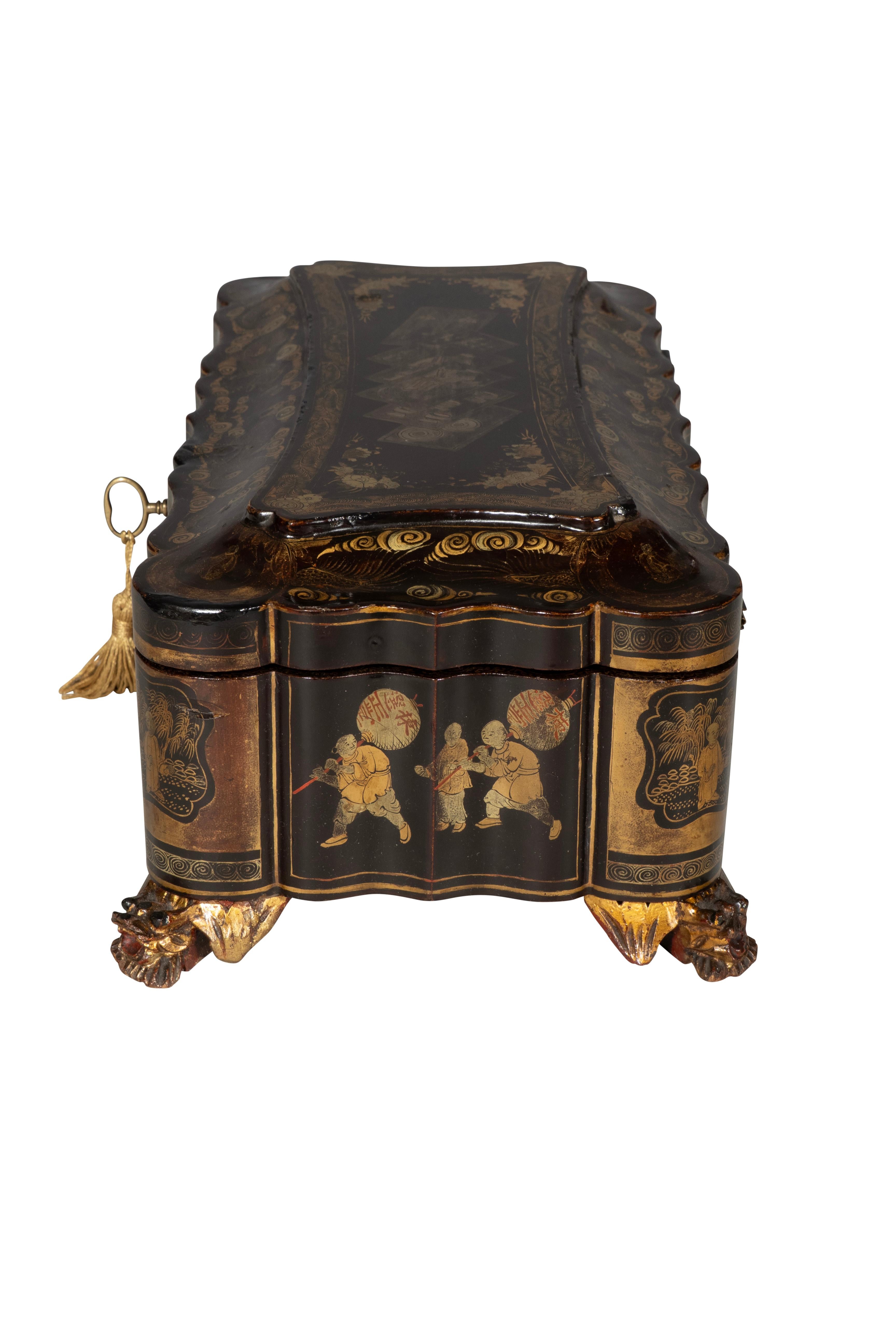 Chinese Export Black Lacquer Game Box For Sale 1