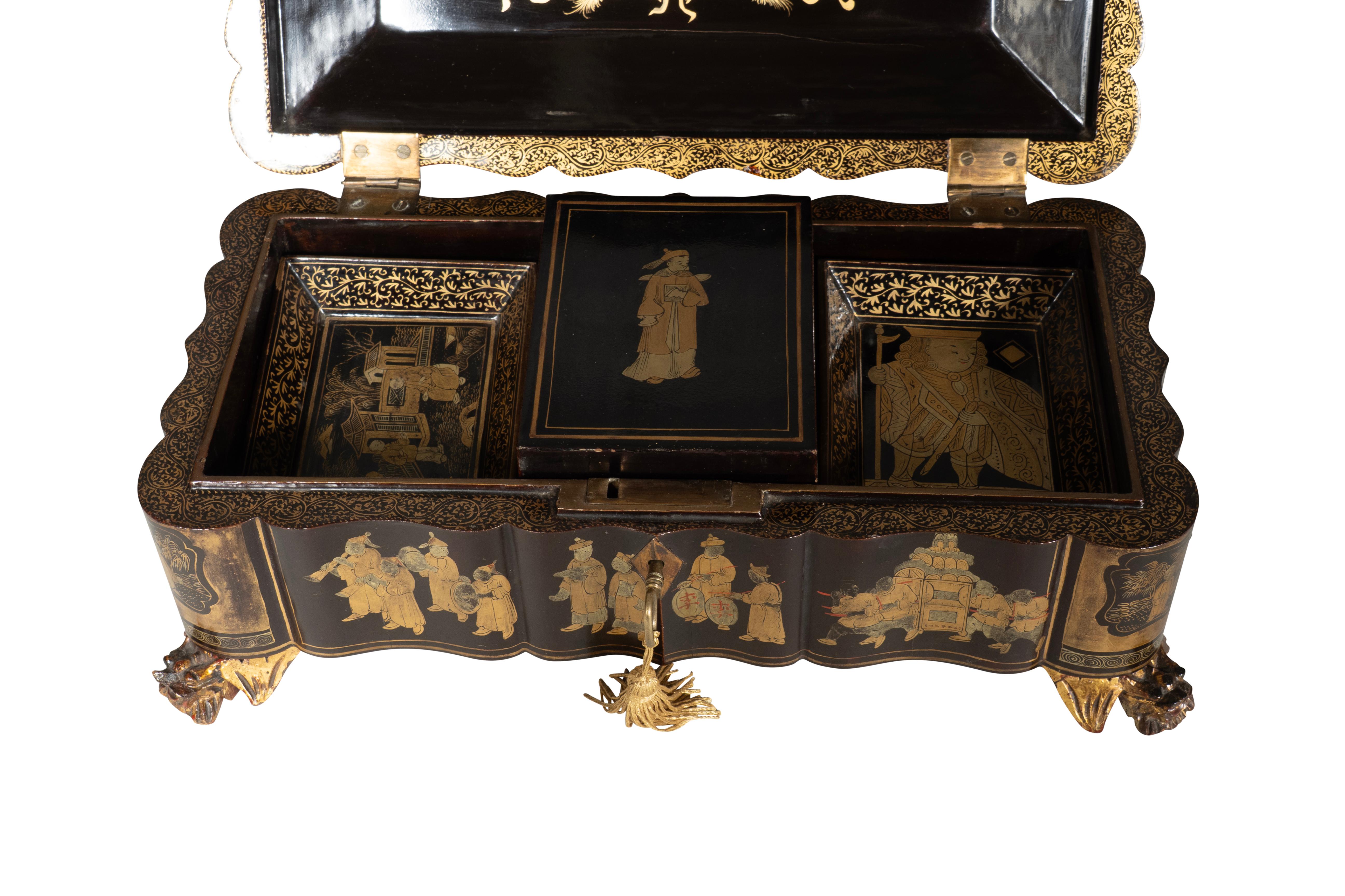 Chinese Export Black Lacquer Game Box For Sale 4