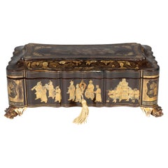 Chinese Export Black Lacquer Game Box