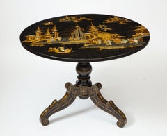 Chinese Export Black Lacquer, Gilt, and Mother of Pearl Center Table