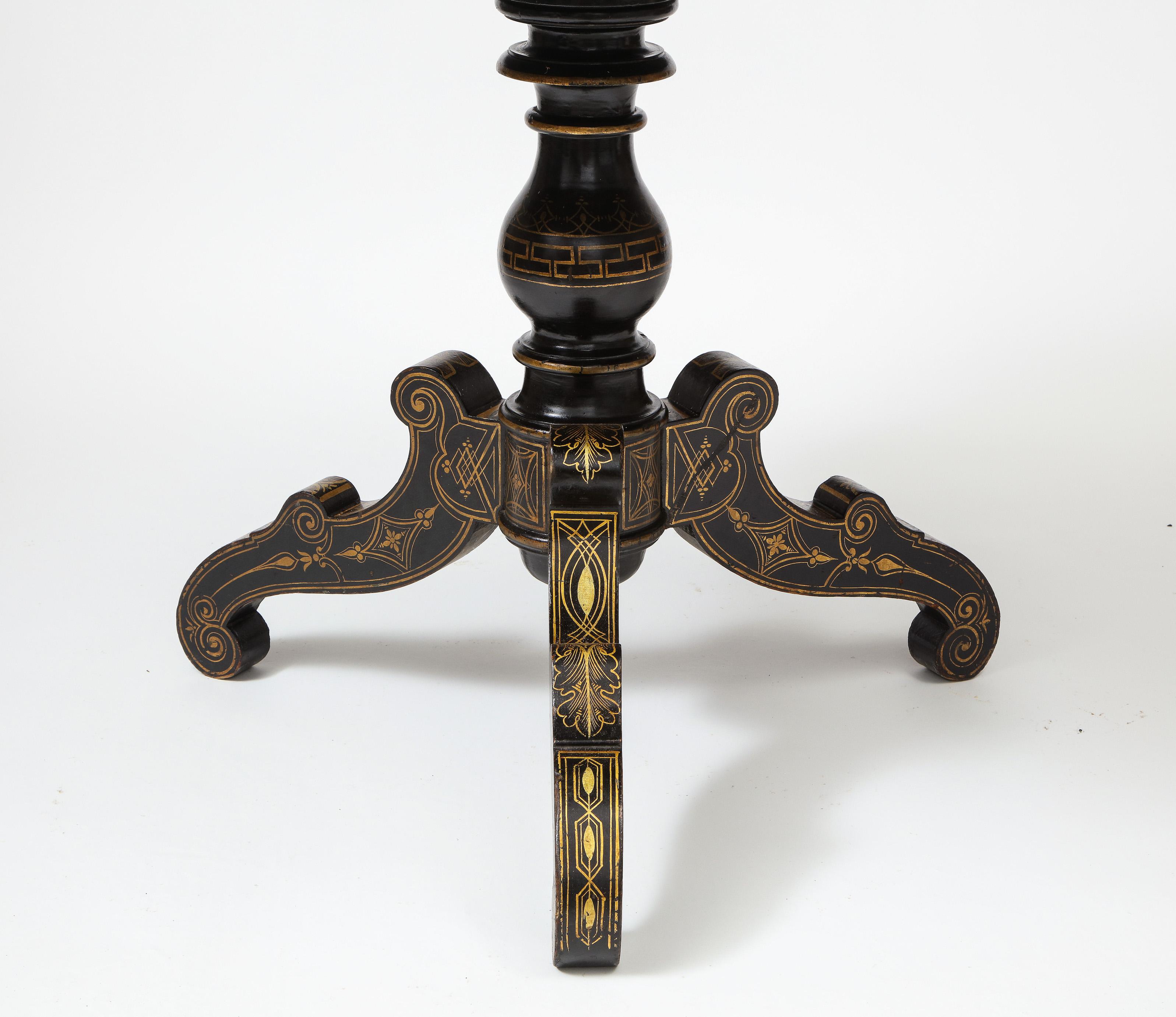 Chinese Export Black Lacquer, Gilt, and Mother of Pearl Center Table 2