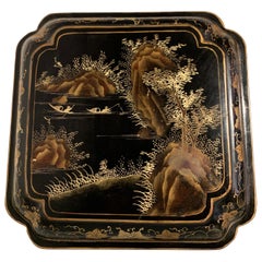 Vintage Chinese Export Black Lacquer Gilt Painted Box, Mid 20th Century, China