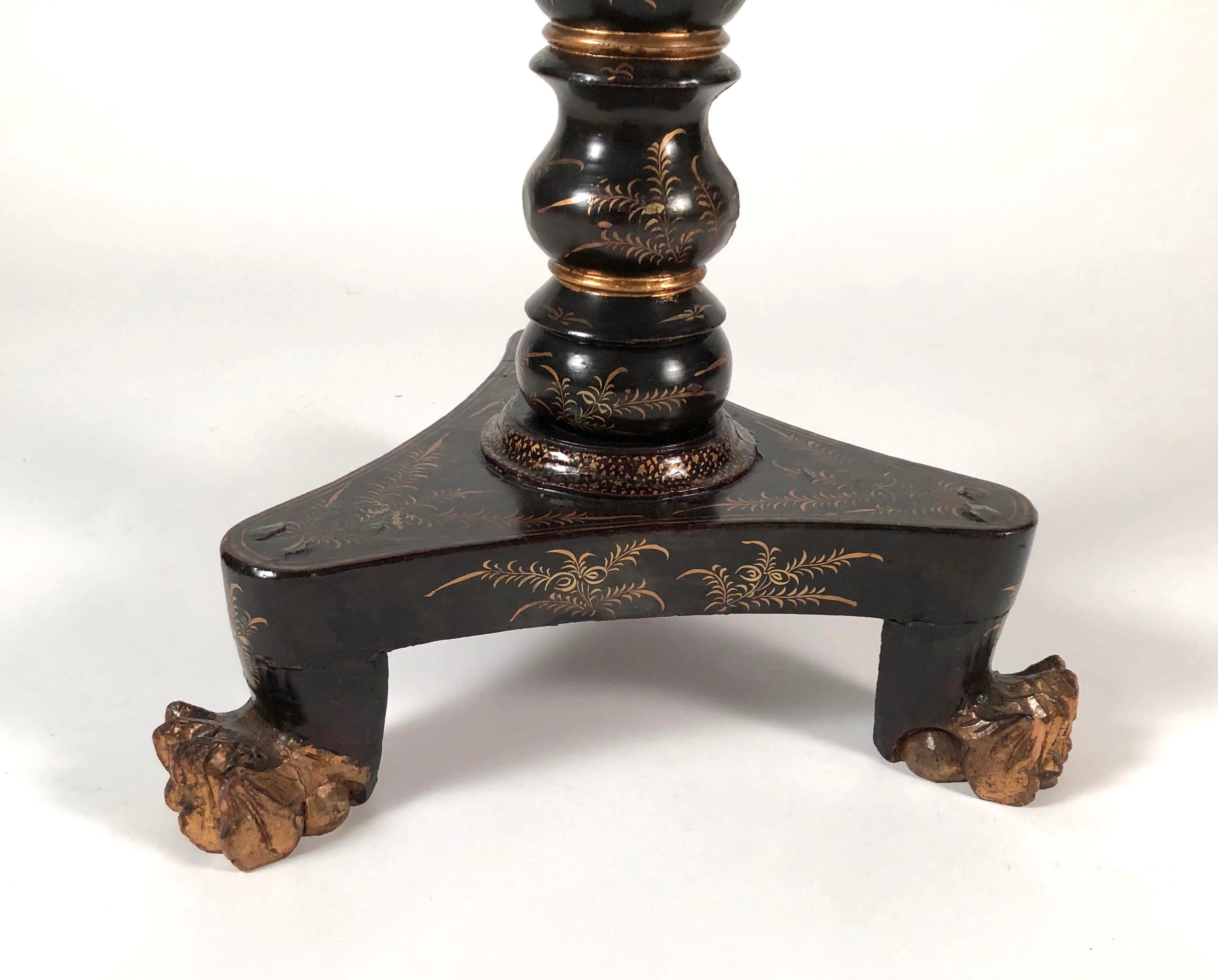 Chinese Export Black Lacquered and Penwork Gilt Games Table, circa 1810 4