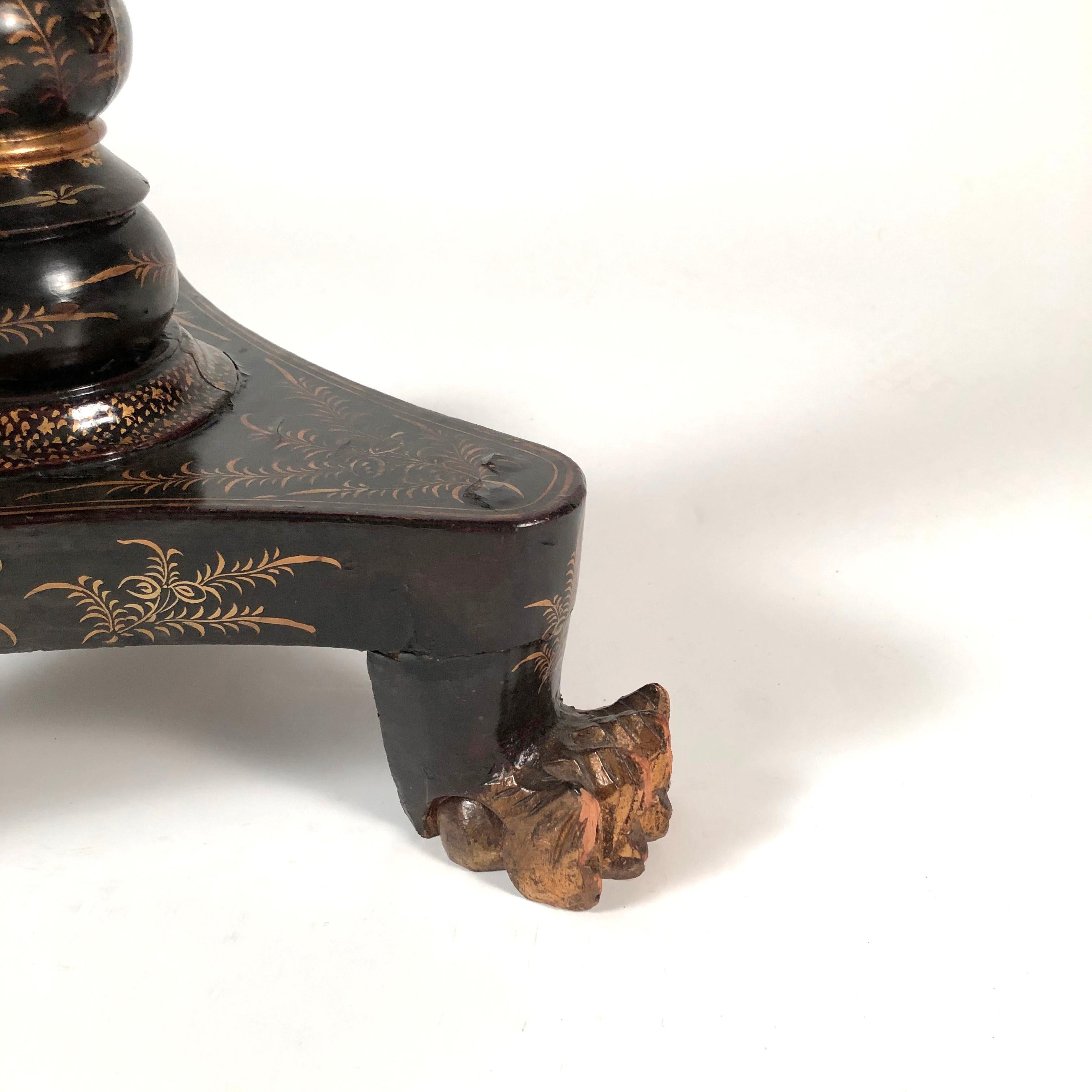 Chinese Export Black Lacquered and Penwork Gilt Games Table, circa 1810 5