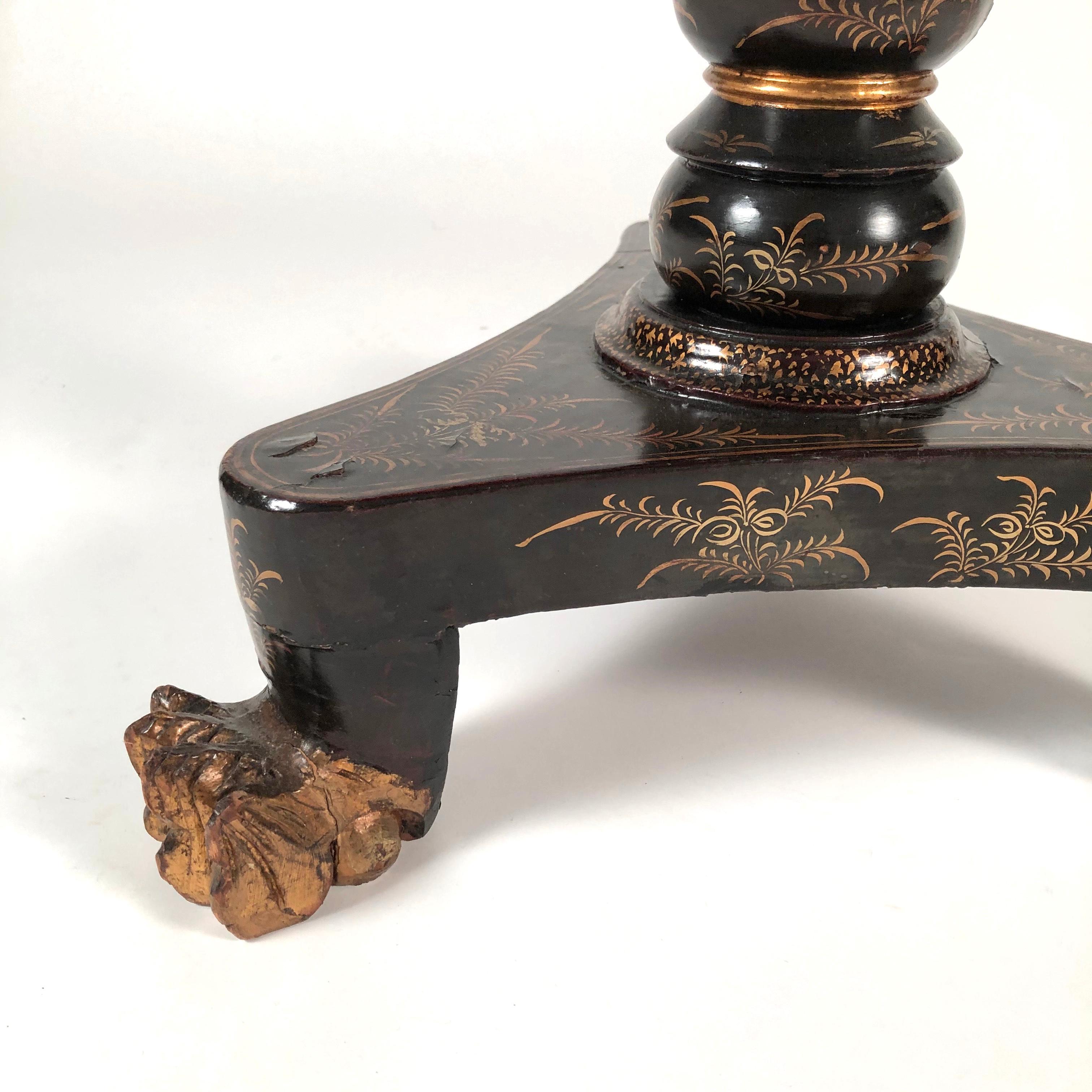Chinese Export Black Lacquered and Penwork Gilt Games Table, circa 1810 6