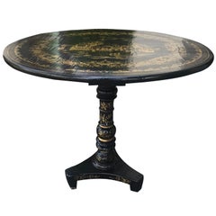 Chinese Export Black Lacquered Tilt Top Table, circa 1820s