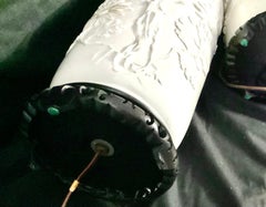 Chinese Export Blanc De Chine Porcelain Cylindrical Vases Mounted as Lamps