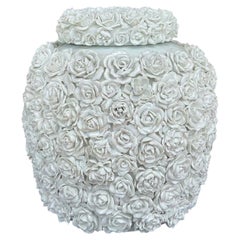 Chinese Export Blanc De Chine Stil Tozai Porzellan Ingwer Glas W / Applied Rosen