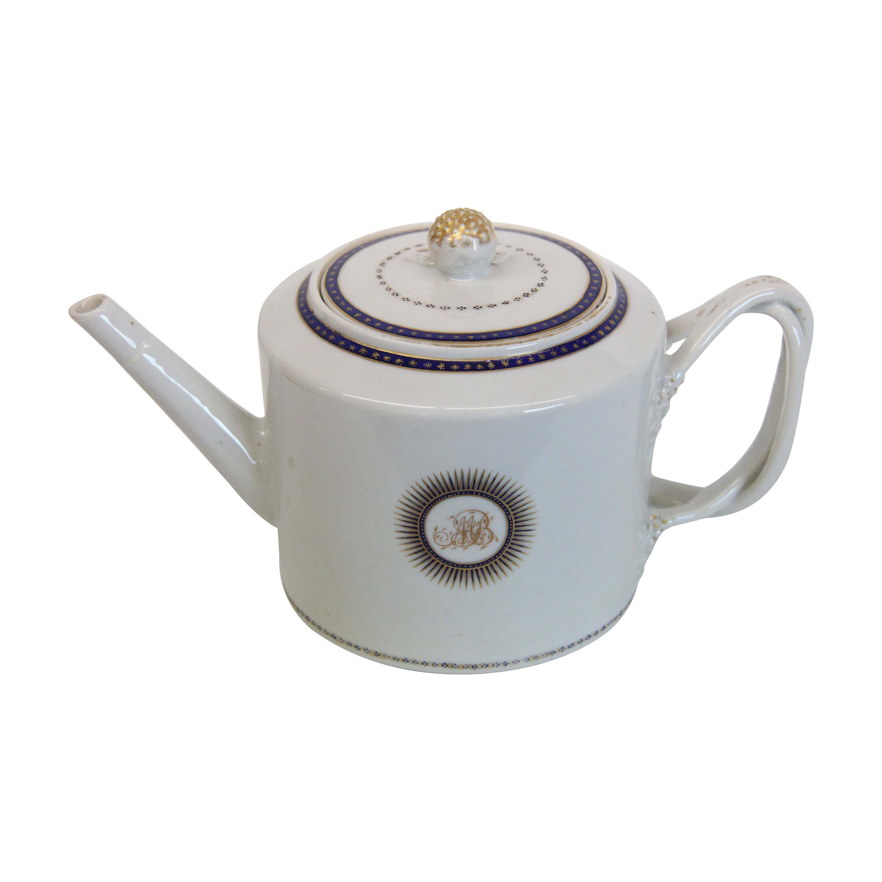 Chinese Export Blanc Porcelain Teapot For Sale