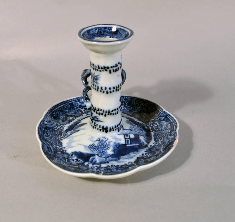 Chinese Export Blue and White Porcelain Chamberstick ...