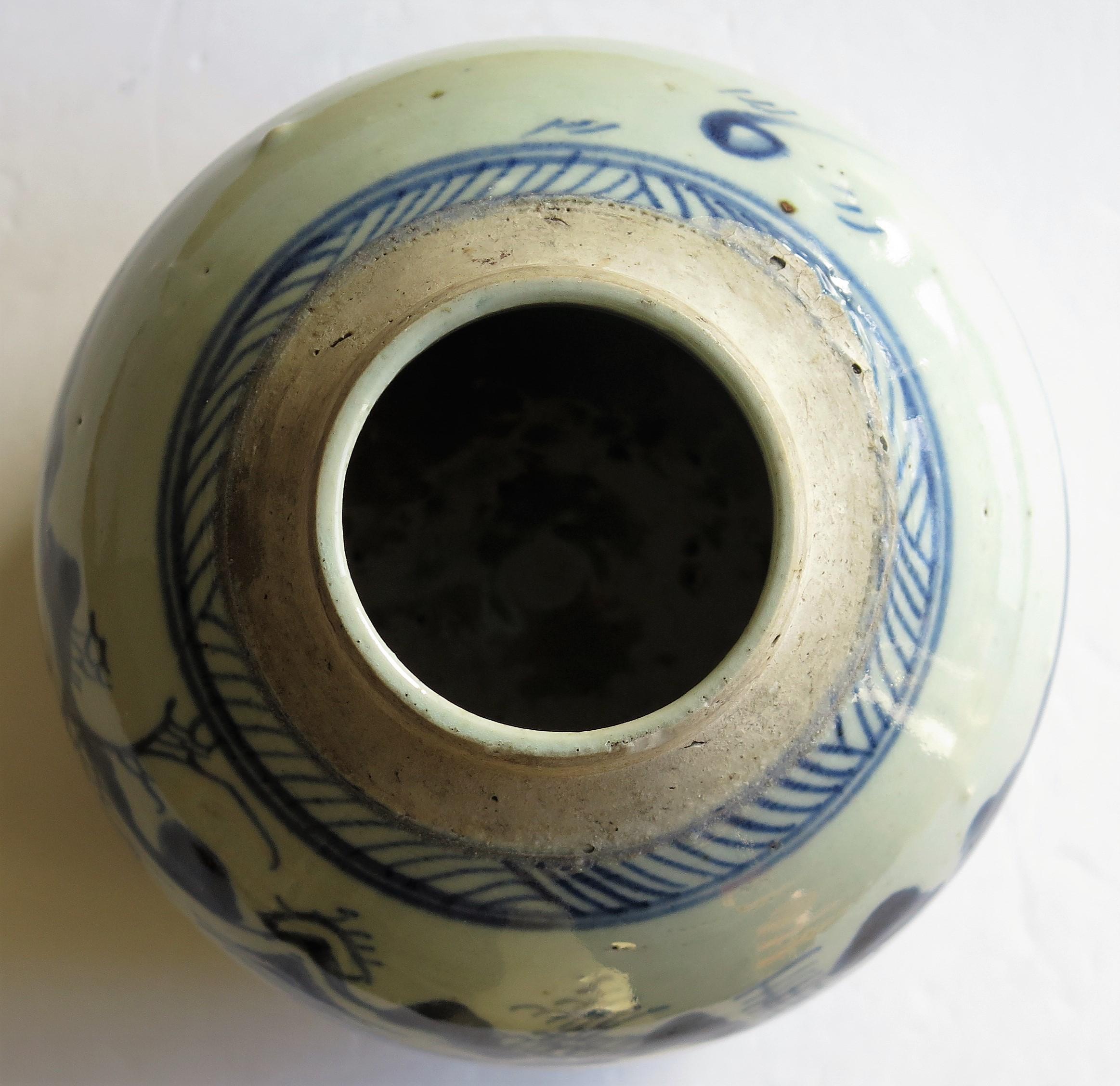 Chinese Export Blue and White Jar Porcelain Hand Painted, Qing 18th Century 8