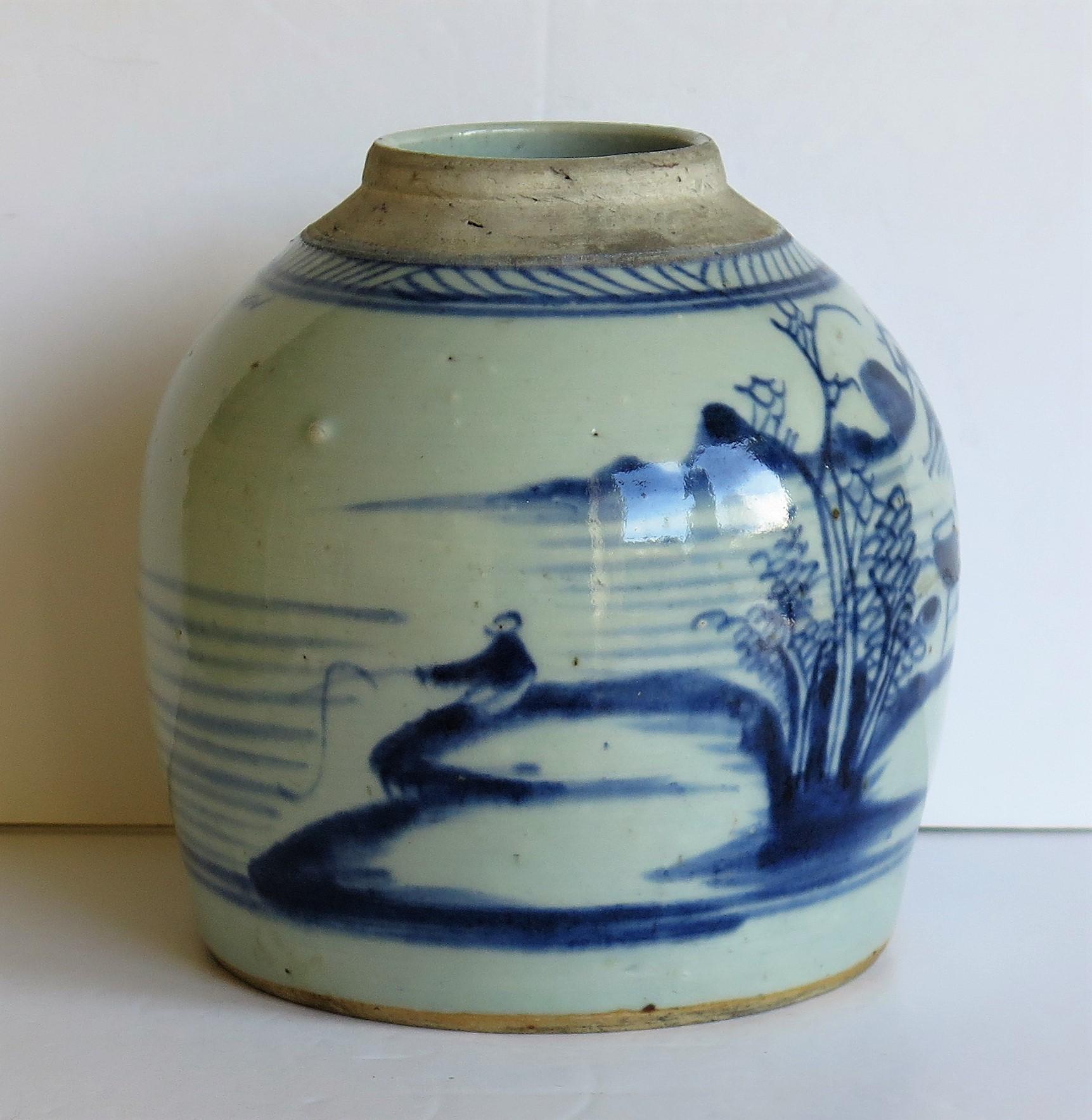 Chinese Export Blue and White Jar Porcelain Hand Painted, Qing 18th Century 4