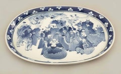 Chinese Export Blue and White Oval Tray