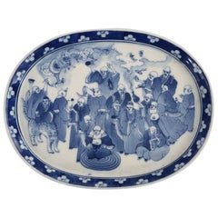 Chinese Export Blue and White Oval Tray