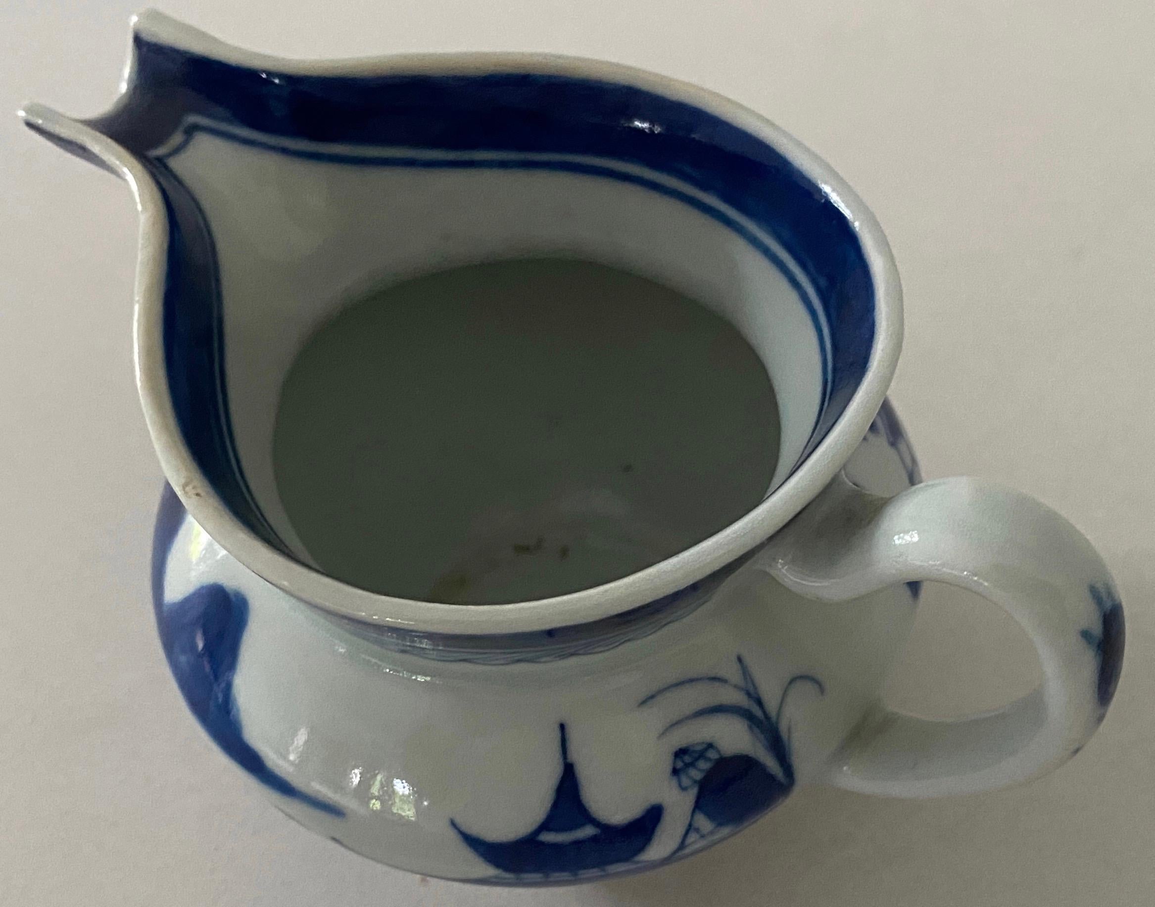 Chinese export blue and white porcelain milk pitcher.
 