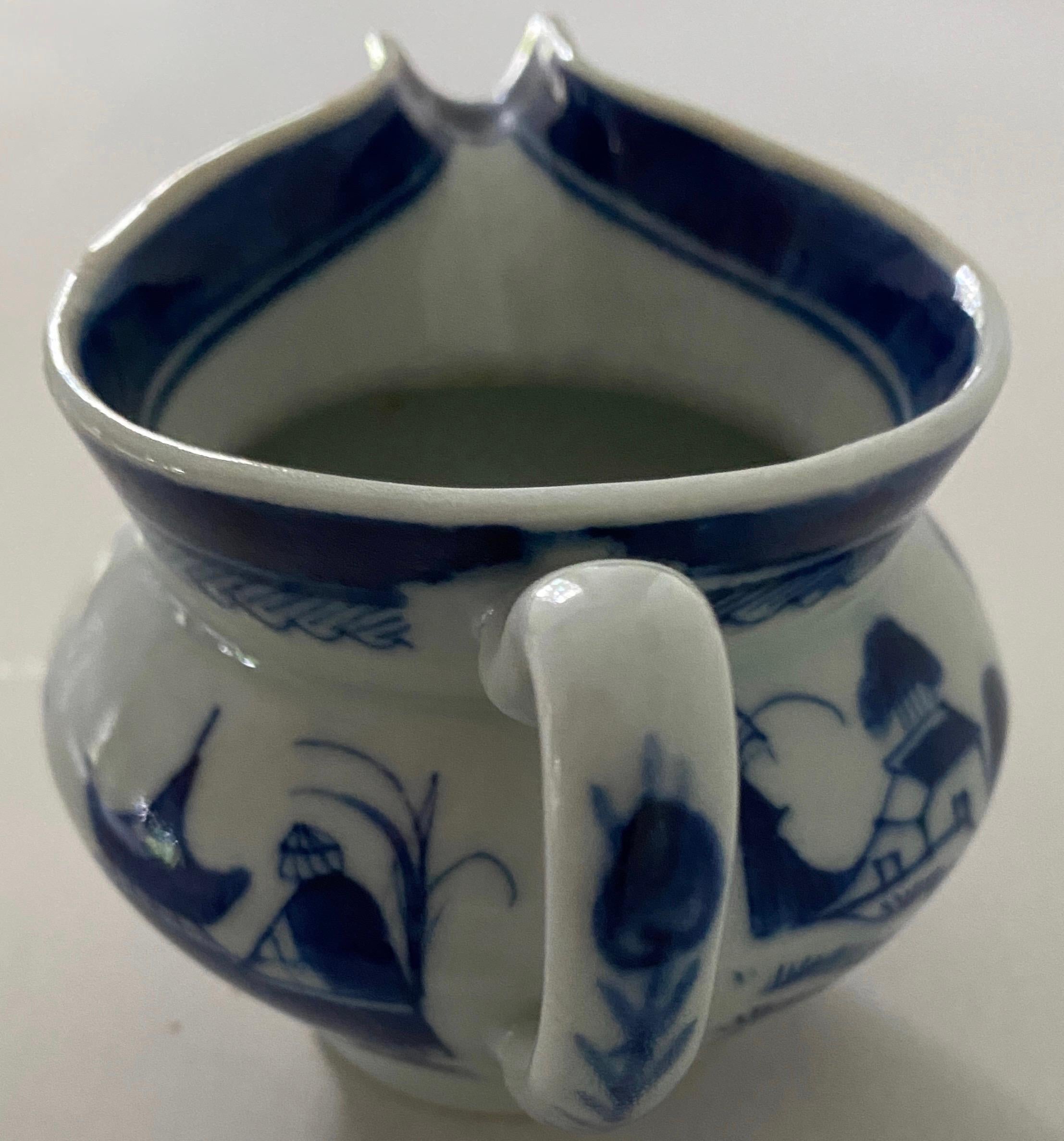 Hand-Painted Chinese Export Blue and White Pitcher For Sale